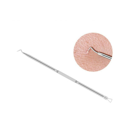 Skincare tool with close-up inset on a white background