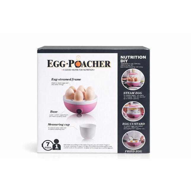 Egg-poacher packaging with images of eggs and text on a white background