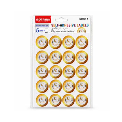 Pack of self-adhesive labels with Motarro branding on a white background
