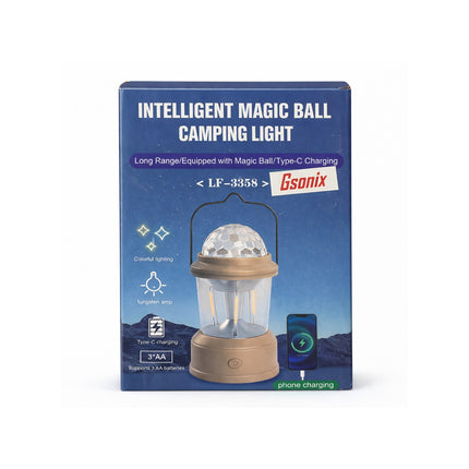 Camping light packaging with Eshanix branding on a white background