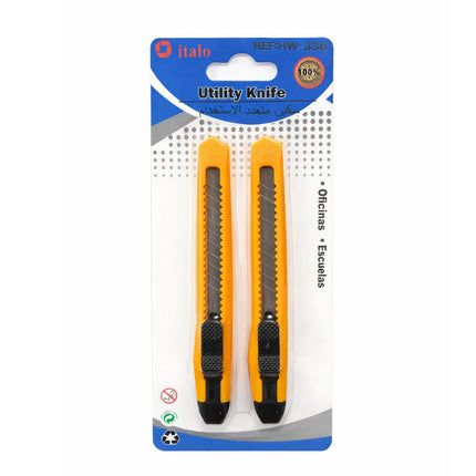 Two utility knives in packaging with 'italo' branding on a white background