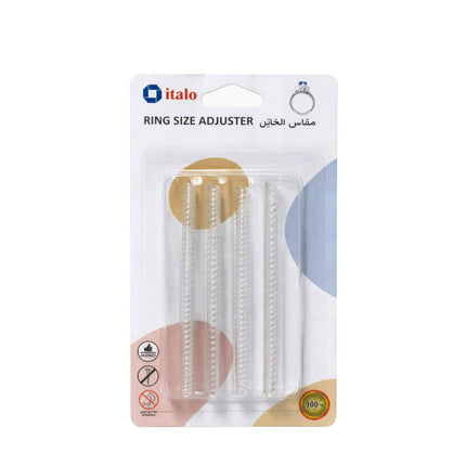 Packaged ring size adjuster with italo branding on a white background