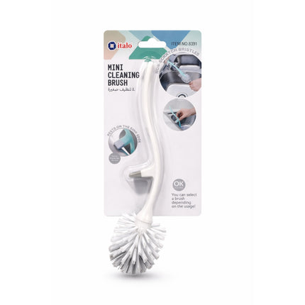 Mini cleaning brush with packaging on a white background