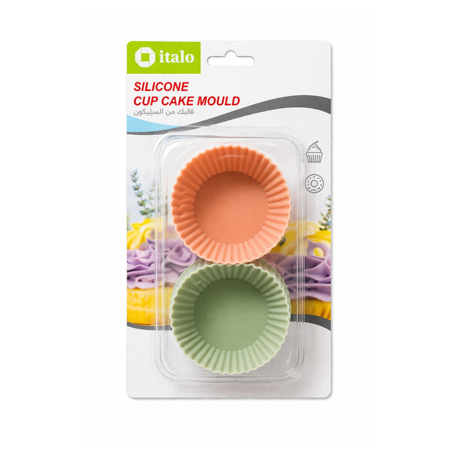 Silicone cupcake moulds in packaging with 'italo' branding on a white background