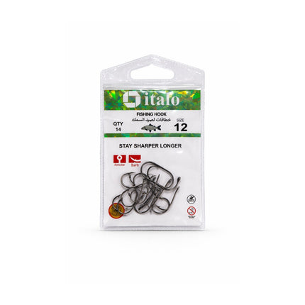 Pack of Ditalo fishing hooks with packaging on a white background