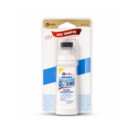 Italo shoe shampoo bottle with packaging on a white background