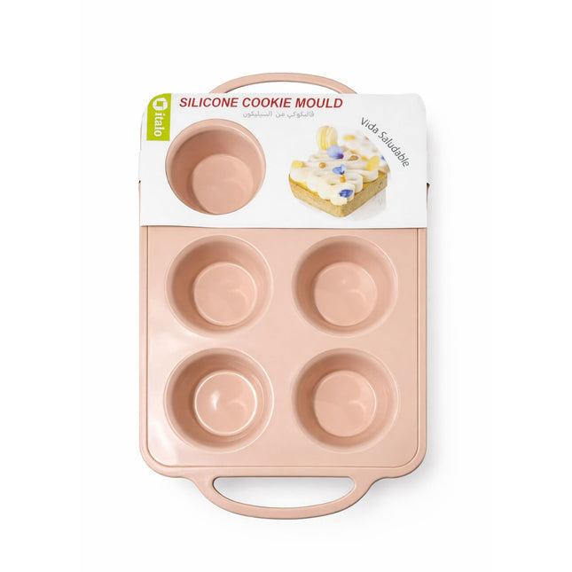 Silicone cookie mould with packaging on a white background