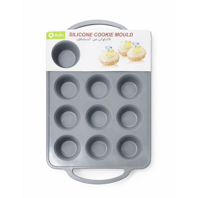 Silicone cookie mould with packaging on a white background