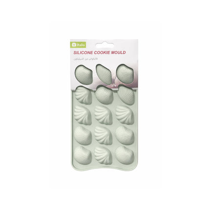 Silicone cookie mould with shell design on packaging