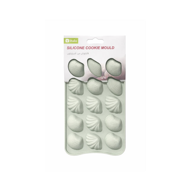 Silicone cookie mould with shell design on packaging