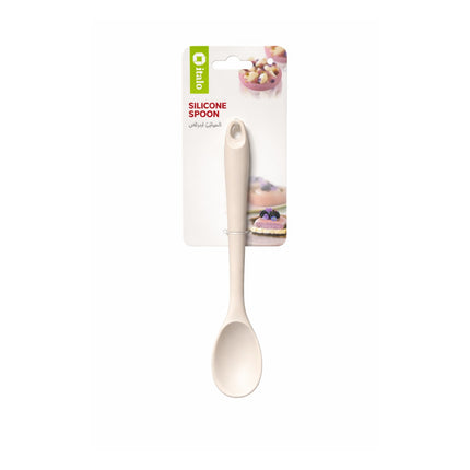 Silicone spoon with packaging on a white background