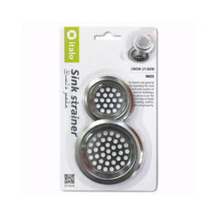 Two sink strainers on a white background with 'italo' branding.