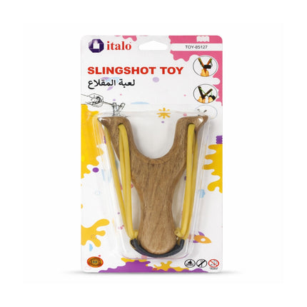 Slingshot toy in packaging with 'italo' branding on a white background