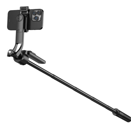Black smartphone holder with extendable arm on a white background