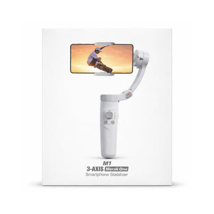 Smartphone stabilizer with screen displaying a person skateboarding on a white background