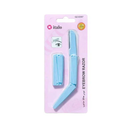 Italo eyebrow razor set on a pink packaging background