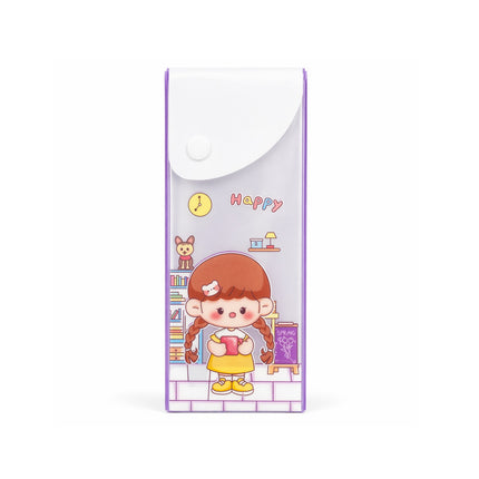 Cartoon character on a white background with 'Happy' text