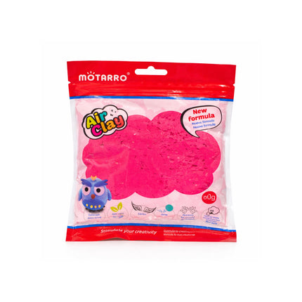 Package of Motarro Air Clay with pink clay inside on a white background