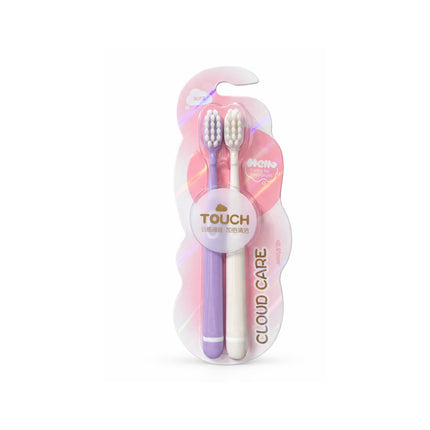 Two toothbrushes in a 'Touch' branded packaging on a white background