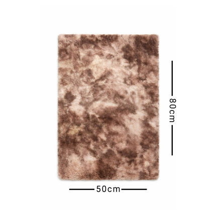 Brown textured rug with dimensions 50cm x 80cm on a white background