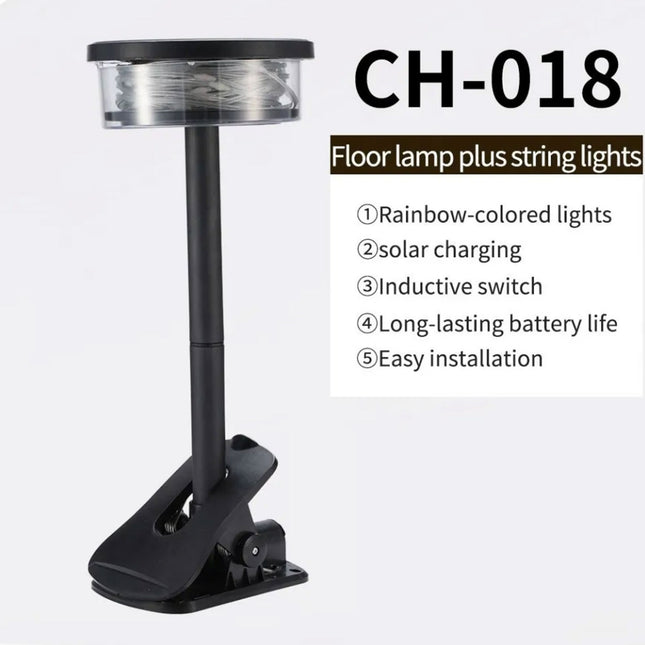 Floor lamp with string lights labeled CH-018 on a white background