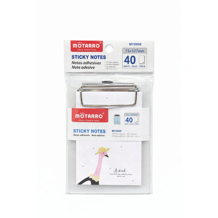 Motarro sticky notes packaging with flamingo design on a white background