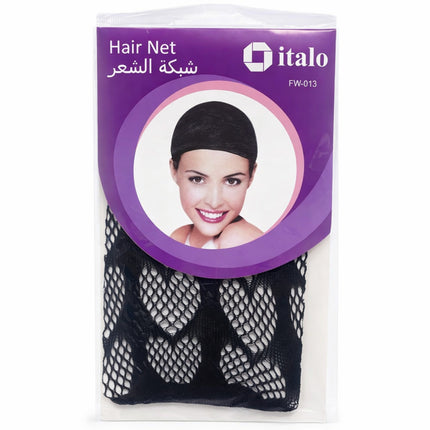 Hair net packaging with a woman's face on the label, featuring the brand 'italo'.