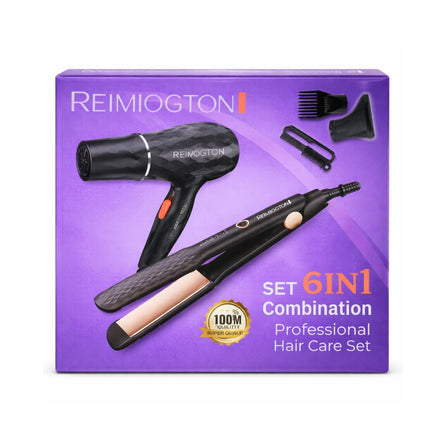 Reimigton 6-in-1 hair care set packaging on a white background