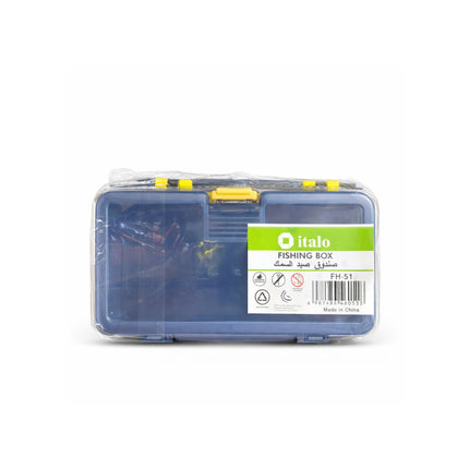 Italo fishing box with clear lid on a white background