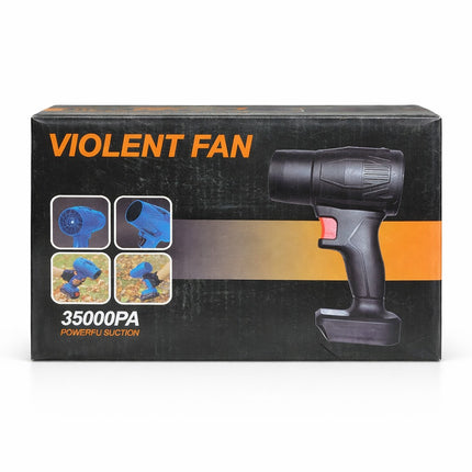 Box of a 'Violent Fan' with a black handheld device on a white background