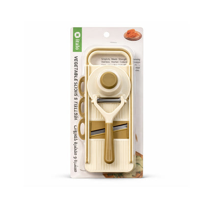 Vegetable peeler set in packaging on a white background