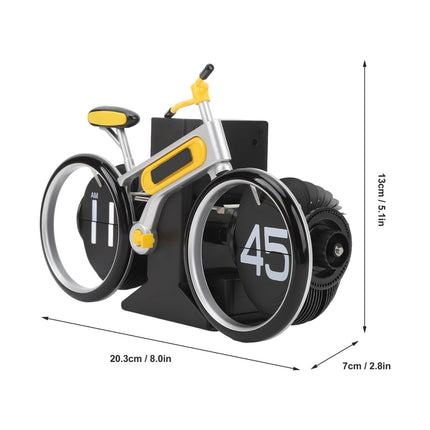 Small bike model with yellow handlebars and black frame, showing dimensions on a white background.