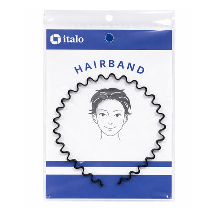 Packaged hairband with 'italo' branding on a white background