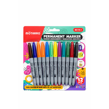 Motarro Permanent Marker Set (12 Colors) -MC118-2