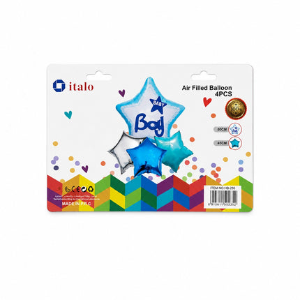 Italo Baby Boy Star Air Filled Balloons - 4pcs HB-235