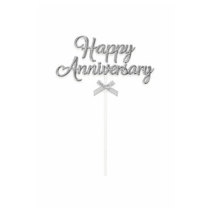 Cake Topper (Happy Anniversary) Silver  - PT- 1306