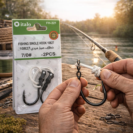 Fishing Single Hook Set with Rope Leader (2PCS) -FH-221