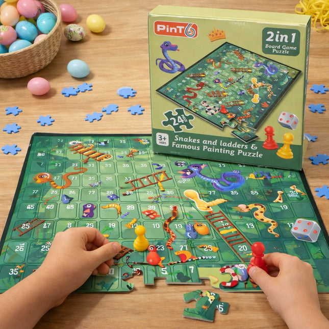 2-in-1 Snakes & Ladders Puzzle Game (24 Pieces) -MU380-19