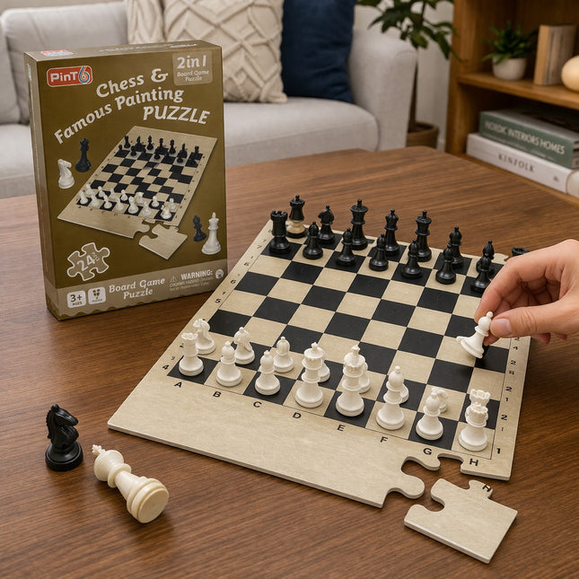 2-in-1 Chess & Puzzle Board Game -MU380-21