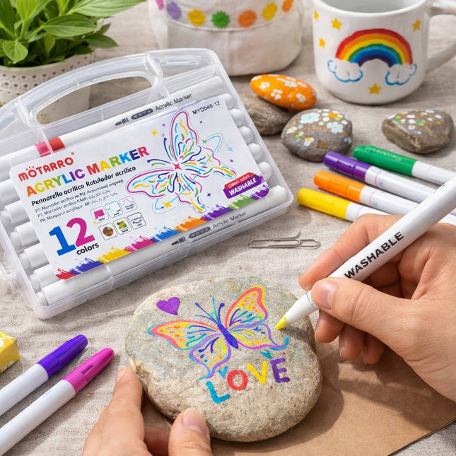 Motarro Acrylic Marker Set – 12 Colors -MYD048-12