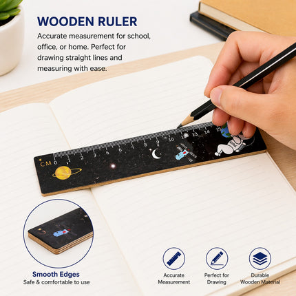 Space Design Wooden Ruler – 15cm-MYD065-2