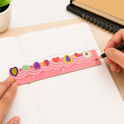 Heart Design Wooden Ruler – 15cm-MYD065-3