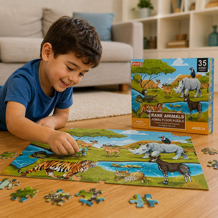 Rare Animals Jumbo Floor Puzzle - 35 Pieces, Ages 3+ - MU380-10