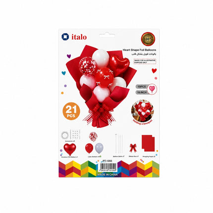 Italo DIY Heart Shape Balloon Bouquet Kit - 21pcs PT-1350