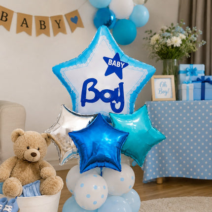 Italo Baby Boy Star Air Filled Balloons - 4pcs HB-235