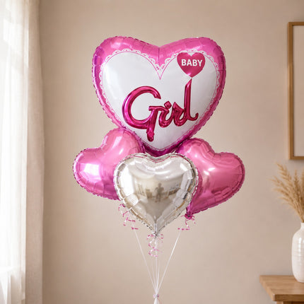 Italo Baby Girl Heart Air Filled Balloons - 4pcs HB-233