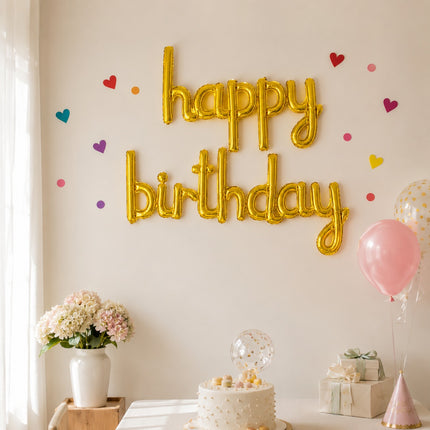 Italo Gold Happy Birthday Air Filled Foil Balloon - HB-209