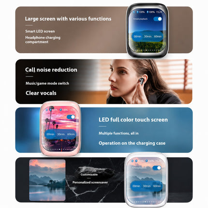 Wireless ANC Touchscreen Bluetooth Earbuds with LED Display – H8
