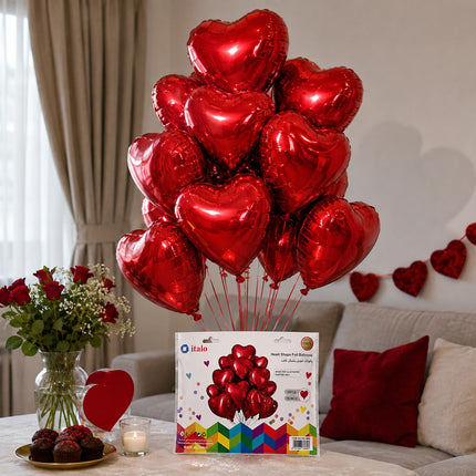 Italo Red Heart Shape Foil Balloons 18 Inch - 10pcs HB-3860
