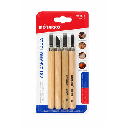 Pack of art carving tools with Motarro branding on a white background